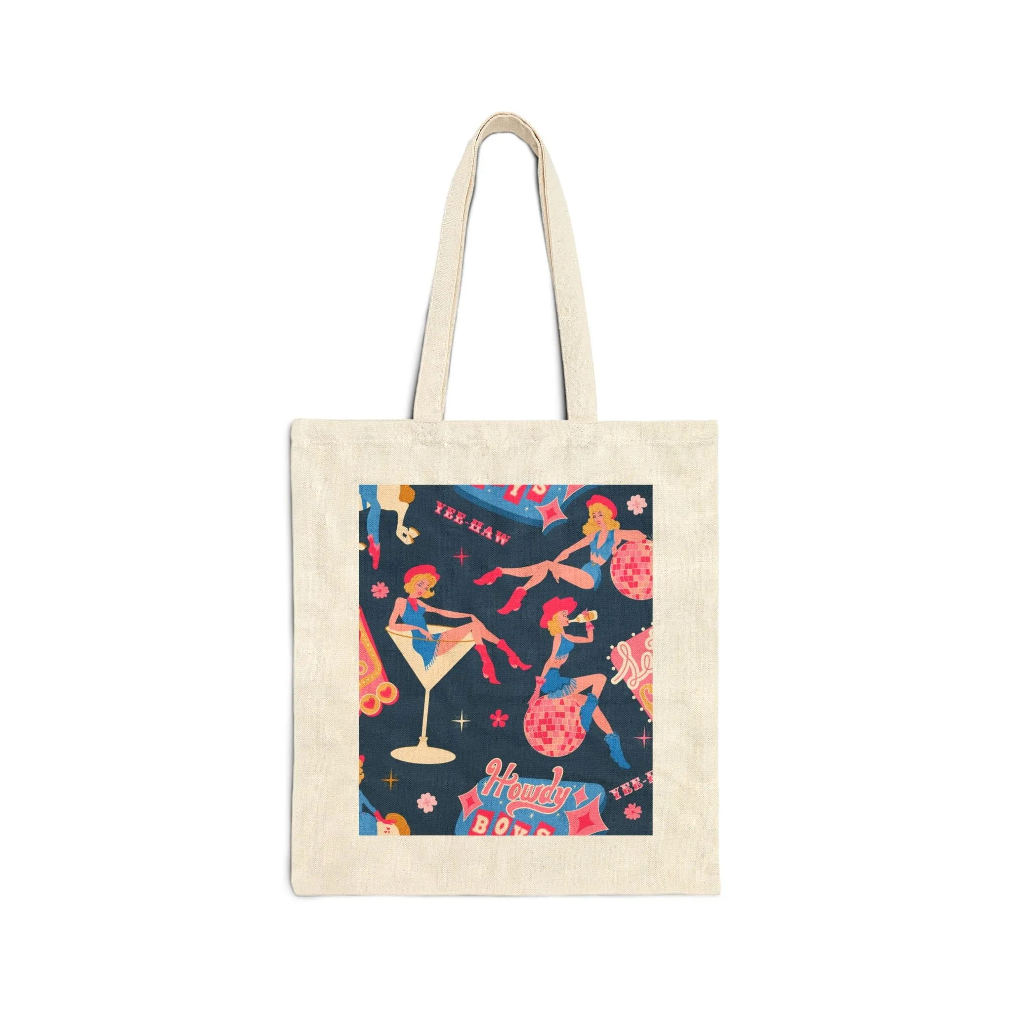 Party Cowgirl Cotton Canvas Tote Bag
