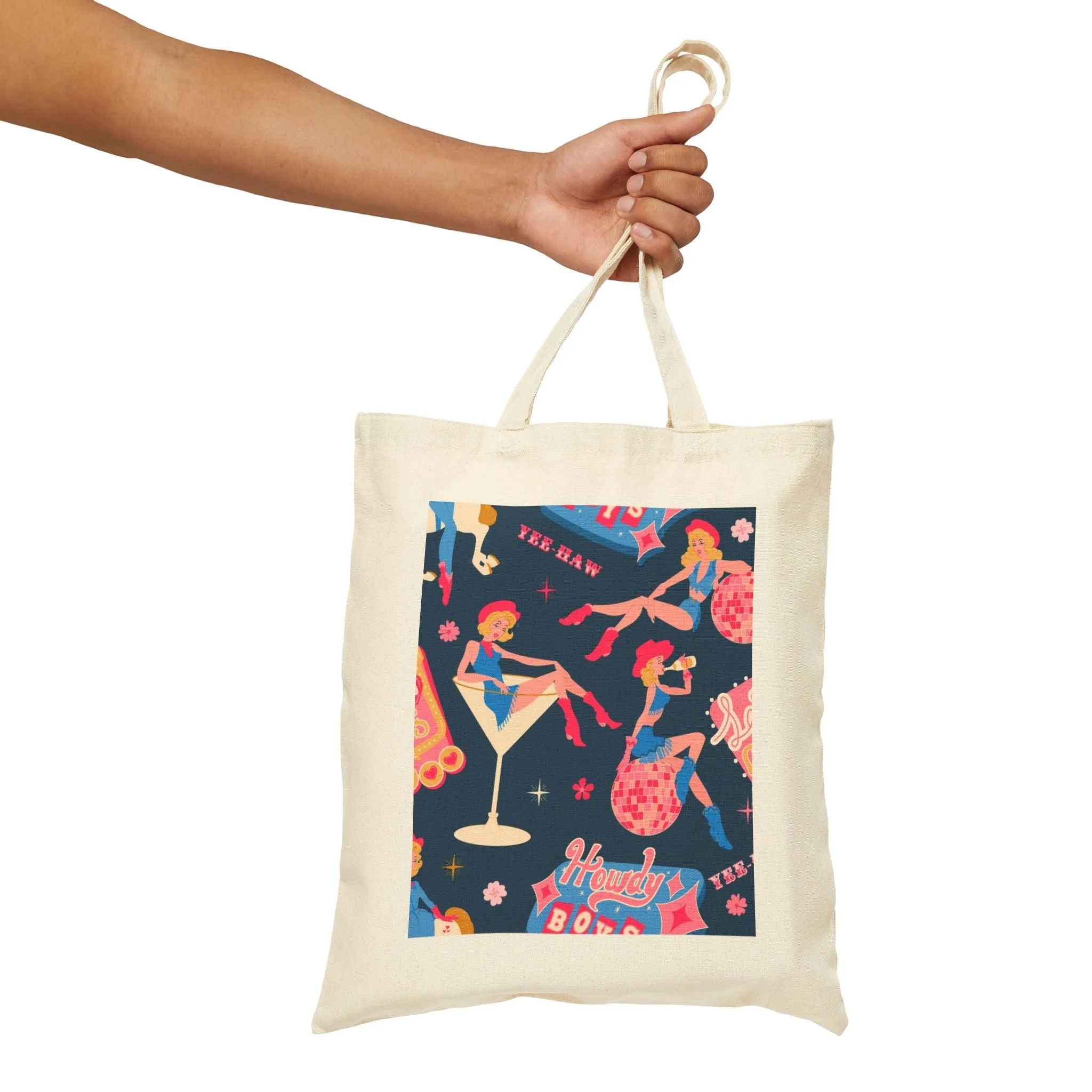 Party Cowgirl Cotton Canvas Tote Bag
