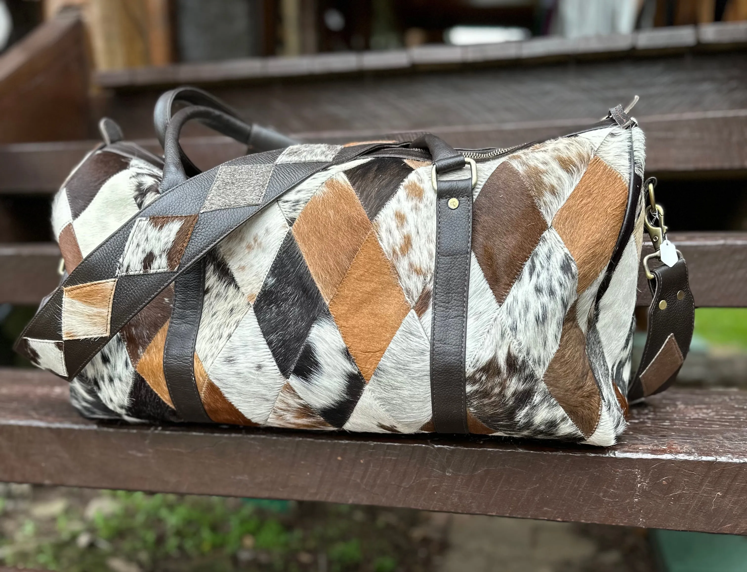 Patchwork Duffel Bag Dark Brown