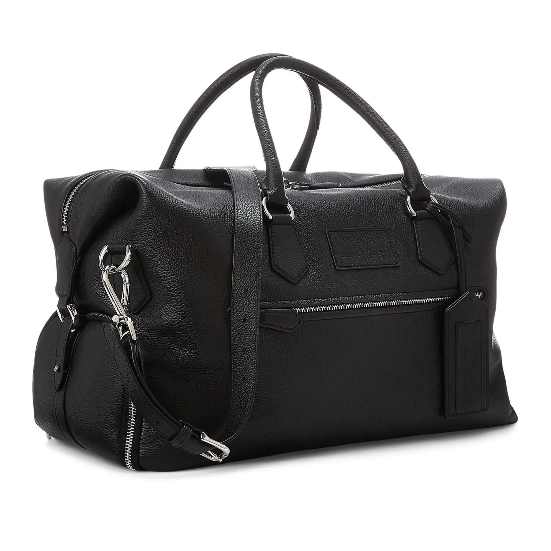 Pebble Leather Duffle Bag Black