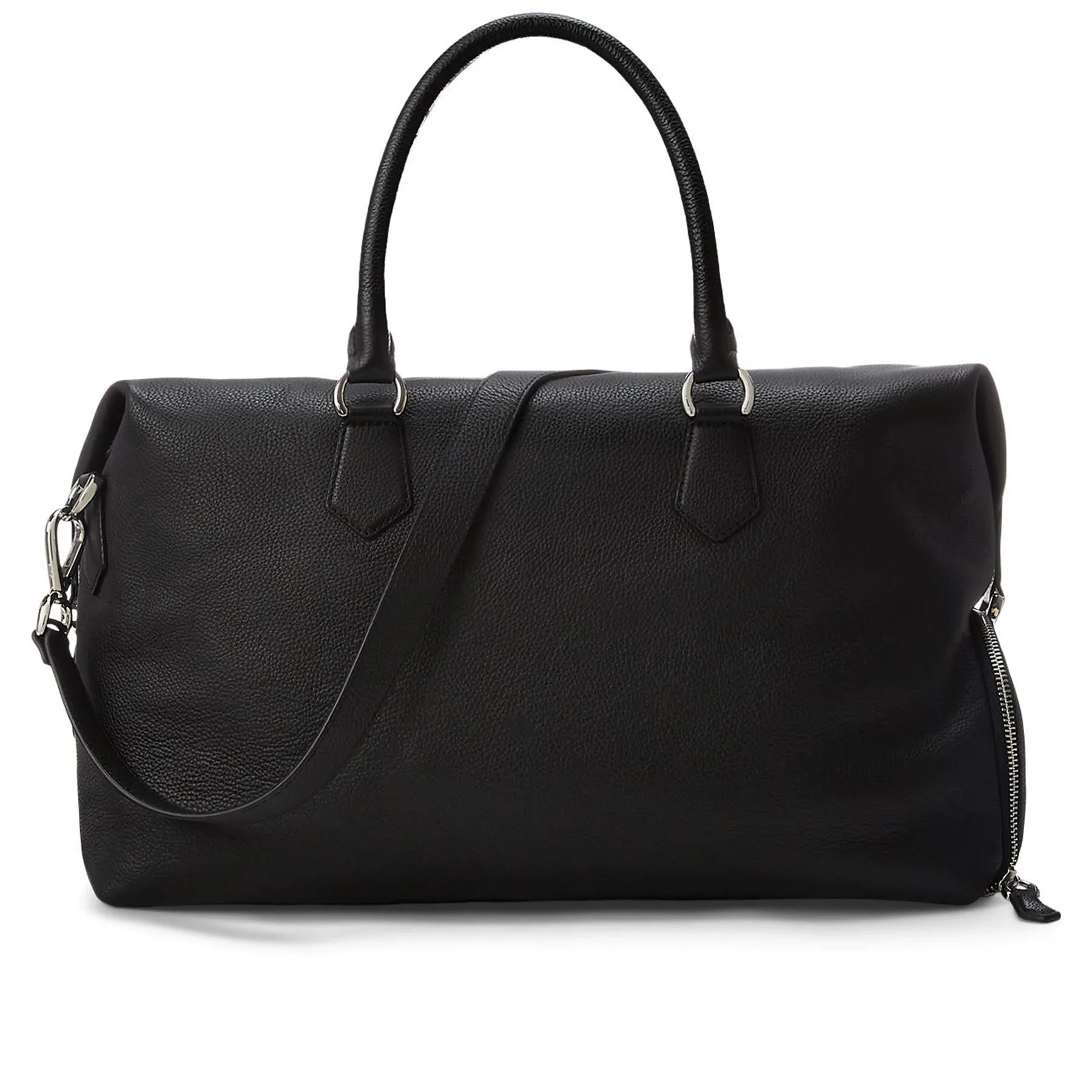 Pebble Leather Duffle Bag Black