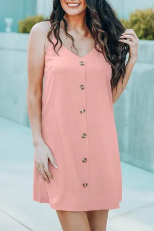 Pink Buttoned Slip Dress