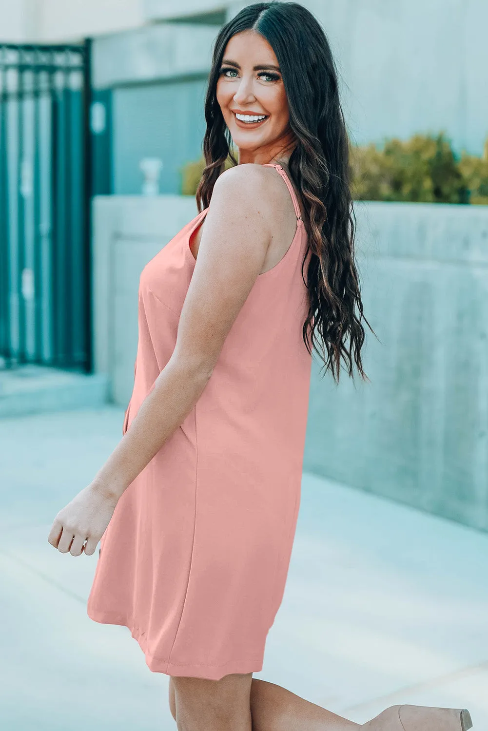 Pink Buttoned Slip Dress