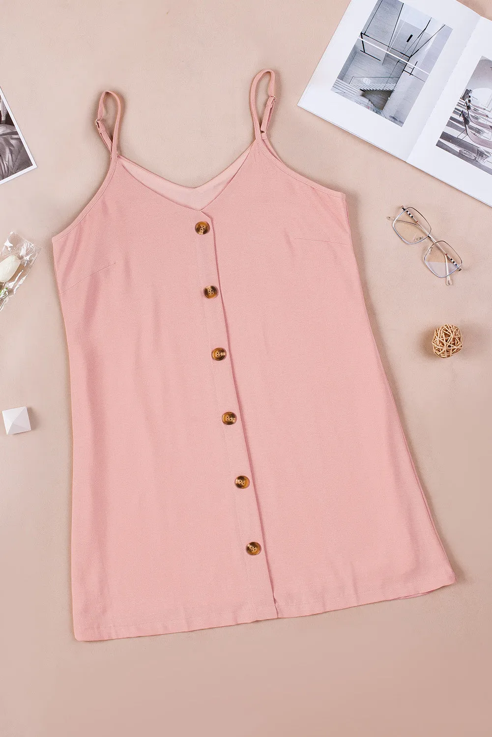 Pink Buttoned Slip Dress
