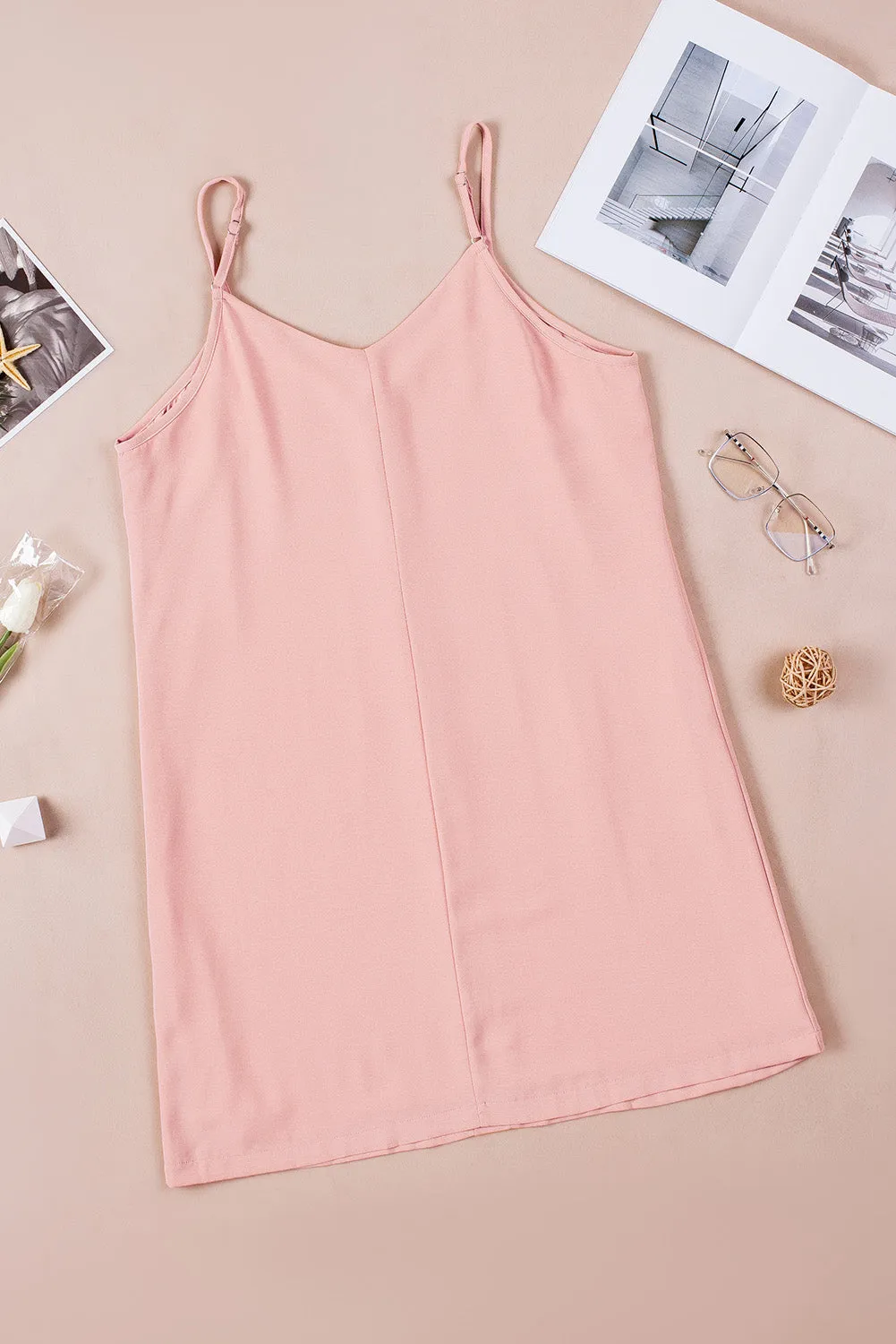 Pink Buttoned Slip Dress