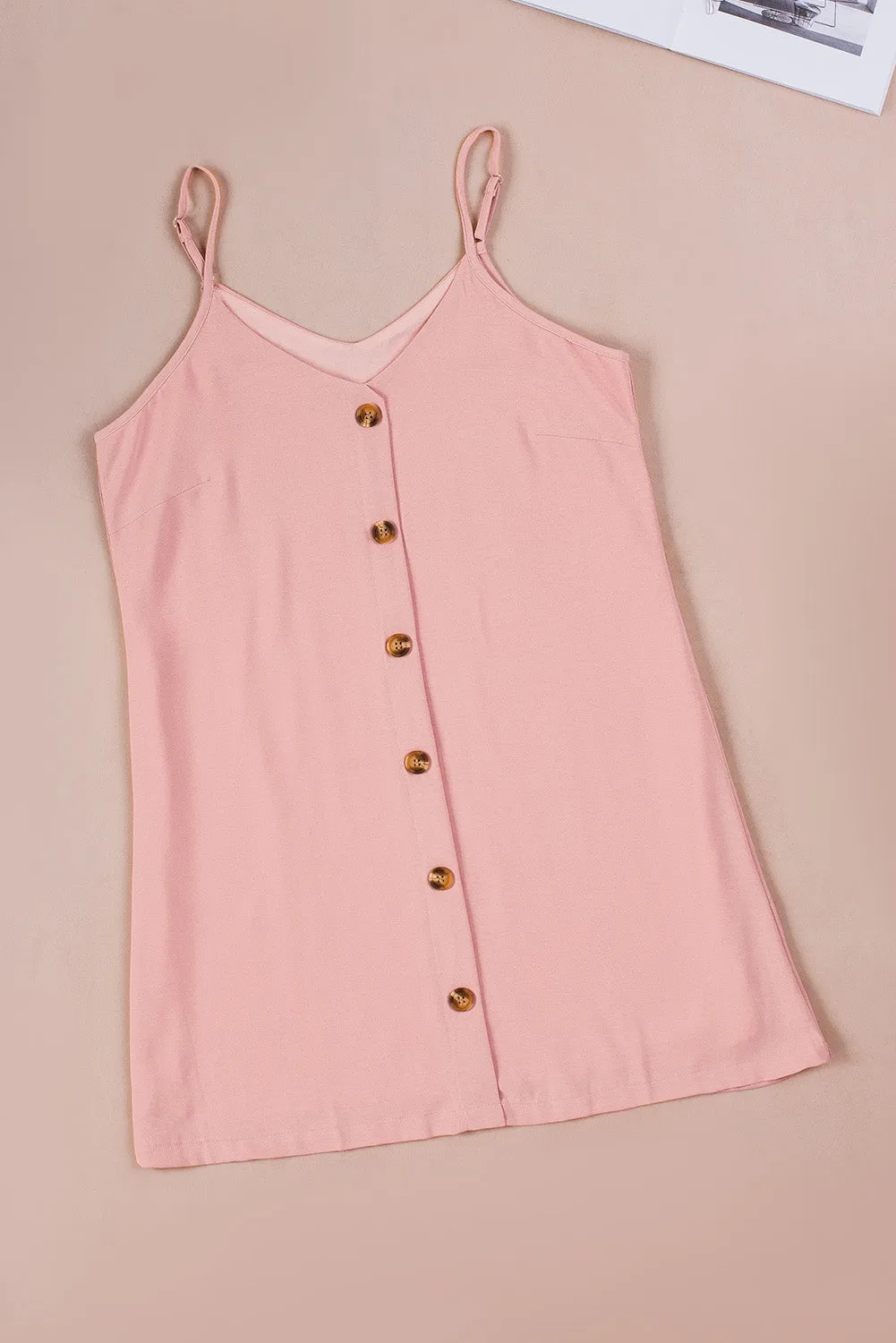 Pink Buttoned Slip Dress
