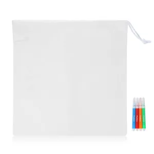 Plain White Colour-In Drawstring Bag