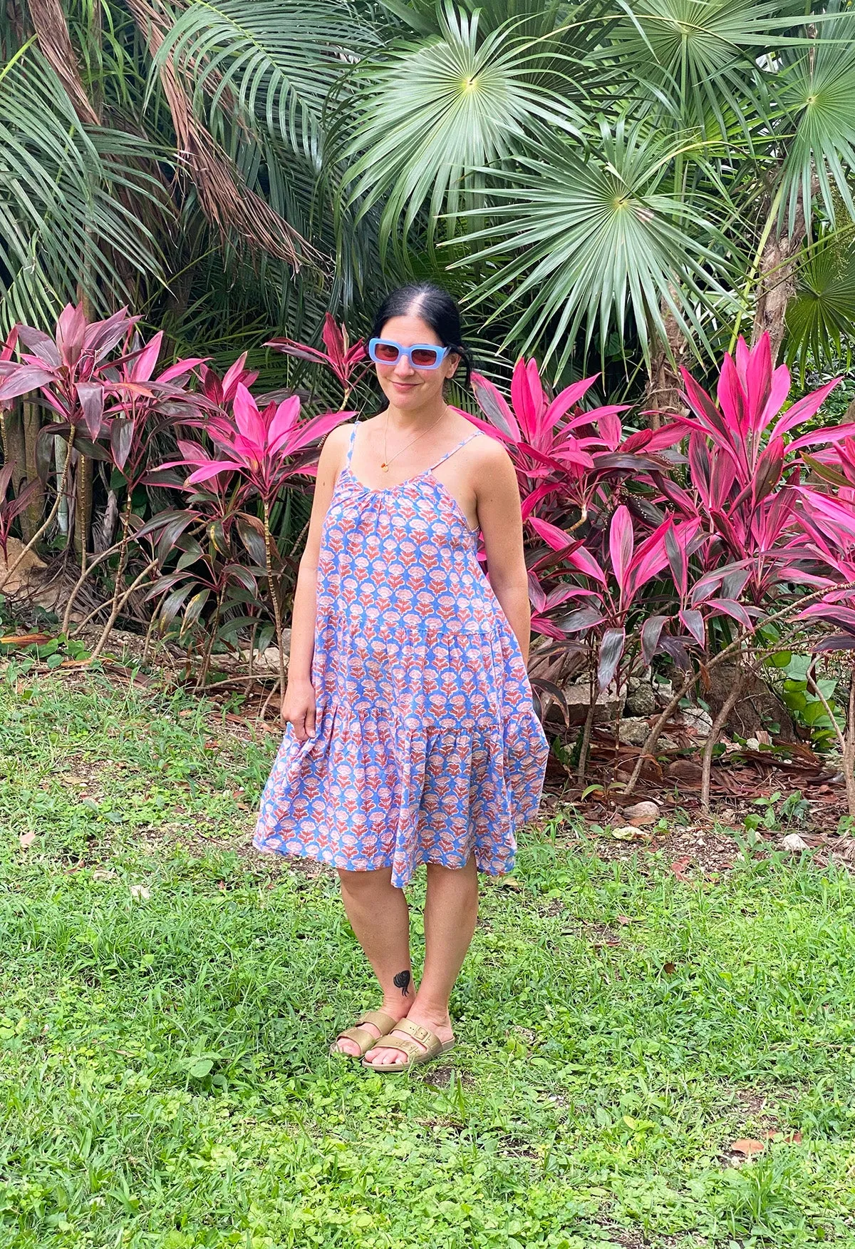 Playa Dress | Block Floral Sky