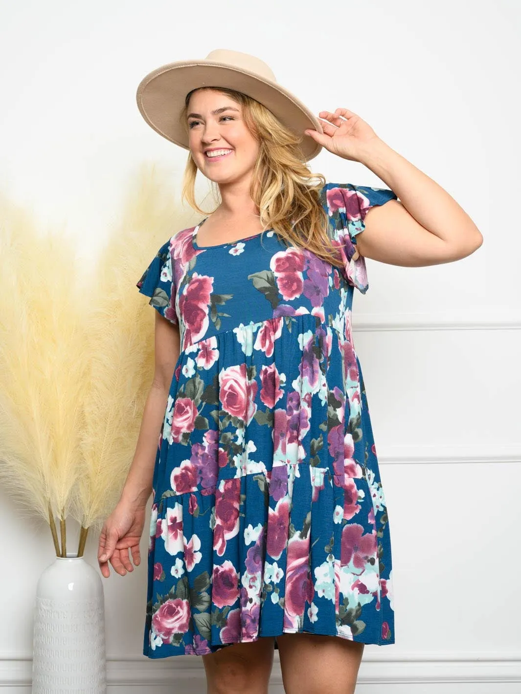 PLUS SIZE SHORT SLEEVE TUNIC MINI DRESS