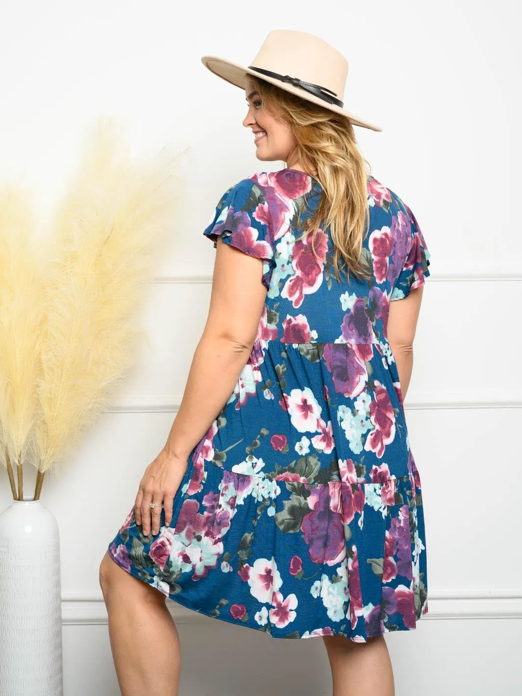 PLUS SIZE SHORT SLEEVE TUNIC MINI DRESS