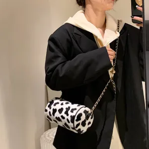 Plush Flower Checkerboard Duffel Bag