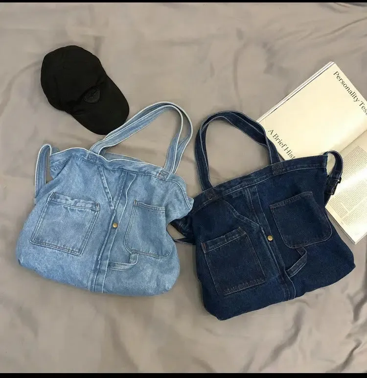 Pocket Detail Casual Denim Bag