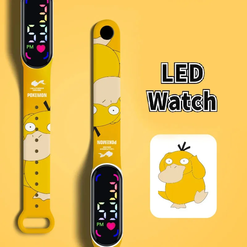 Pokemon Strap LED Electronic Watch Fashion Colorful Bracelet Touch Waterproof Anime Character Pikachu Kid Digital Watches