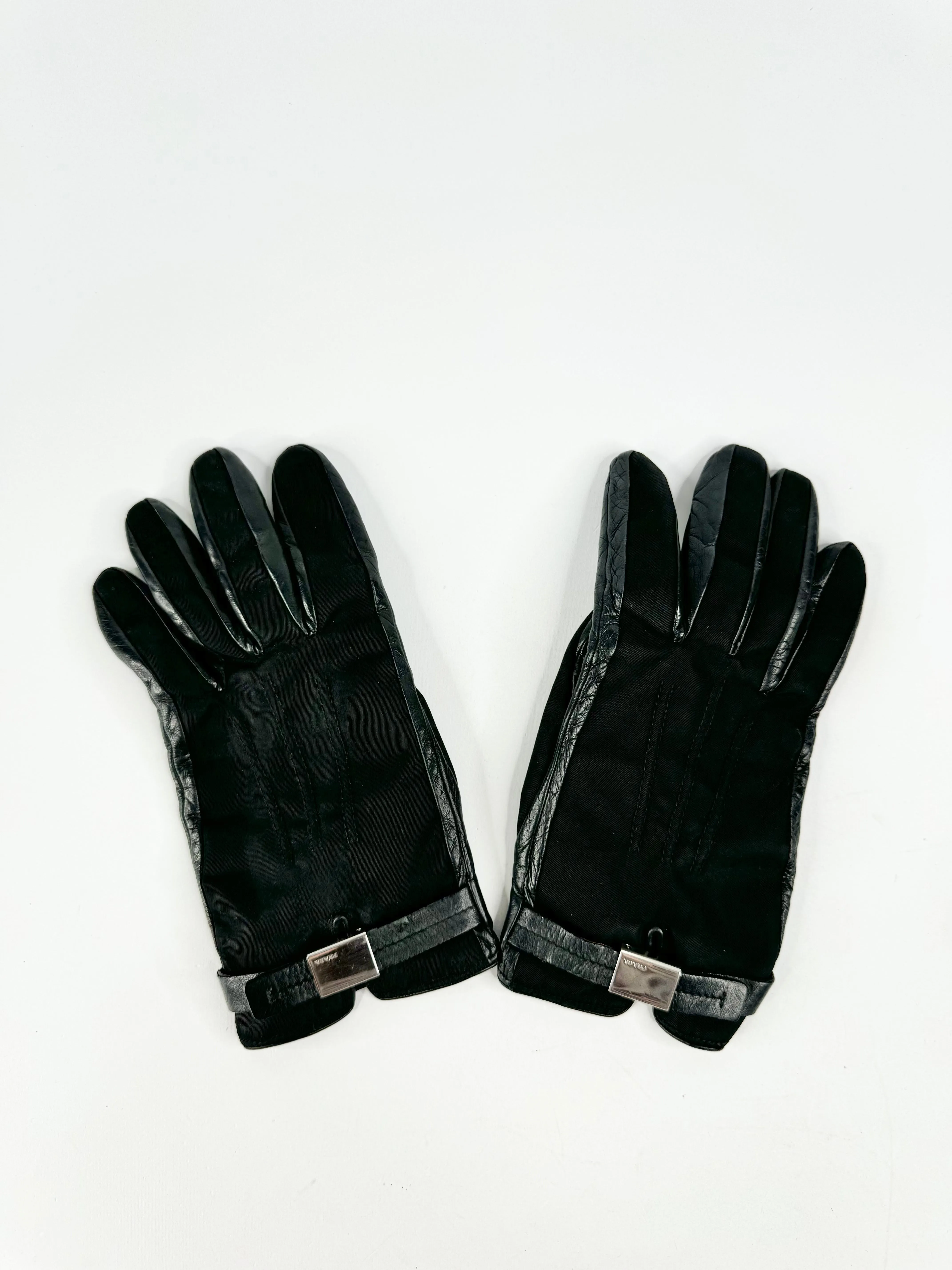 Prada Black Leather Gloves
