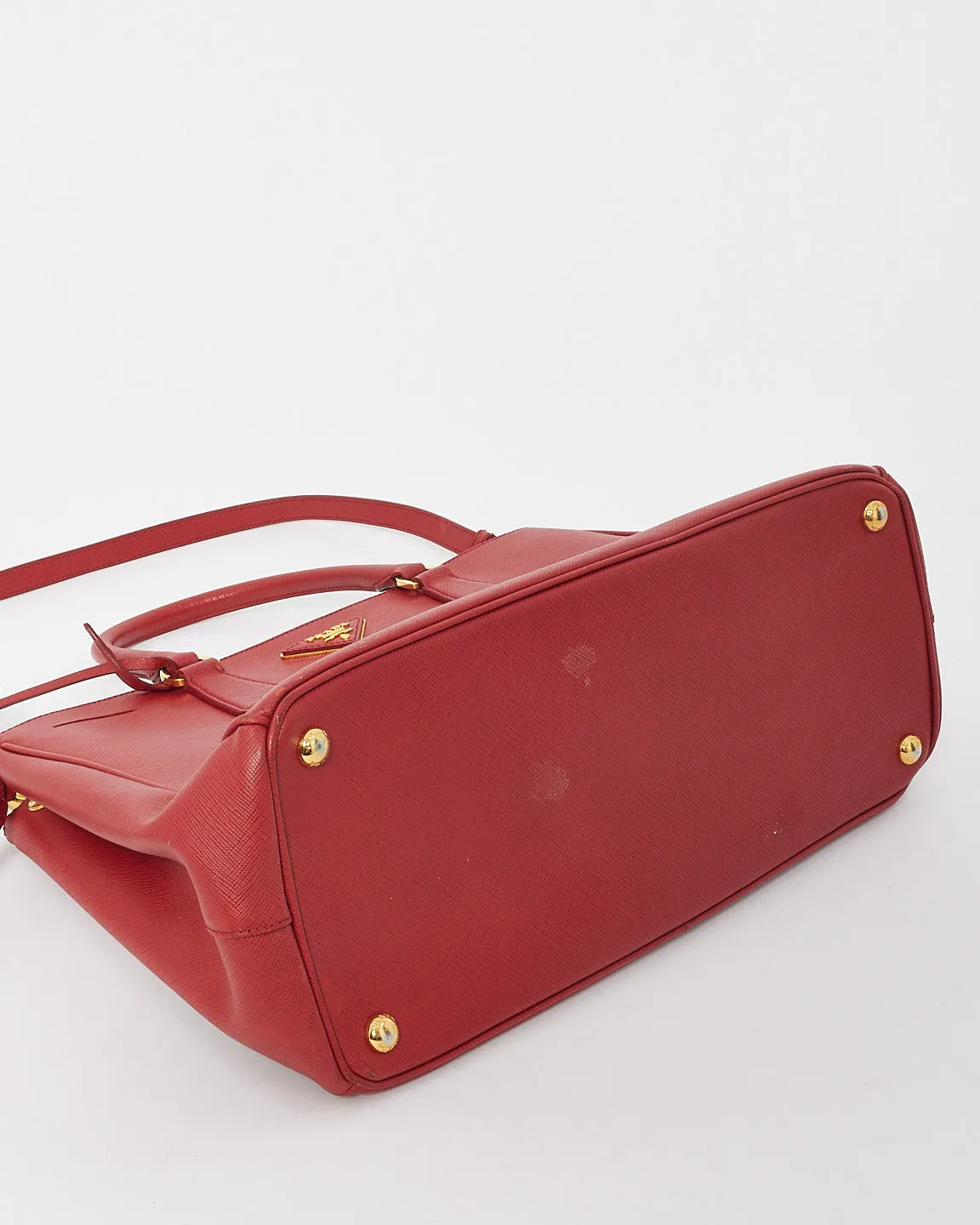 Prada Red Saffiano Leather Large Galleria Double Zip Tote Bag