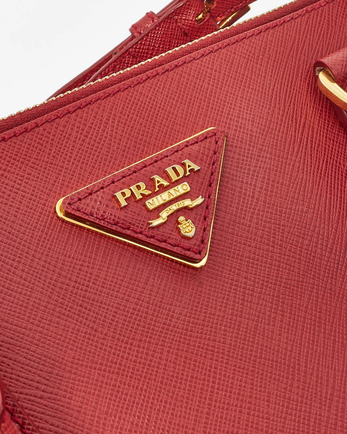 Prada Red Saffiano Leather Large Galleria Double Zip Tote Bag