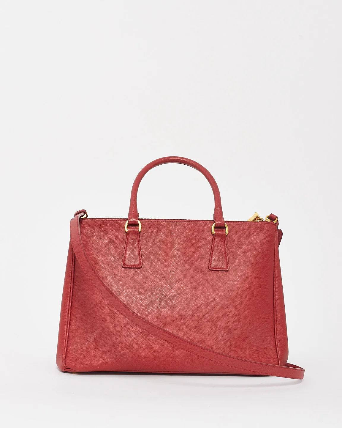 Prada Red Saffiano Leather Large Galleria Double Zip Tote Bag