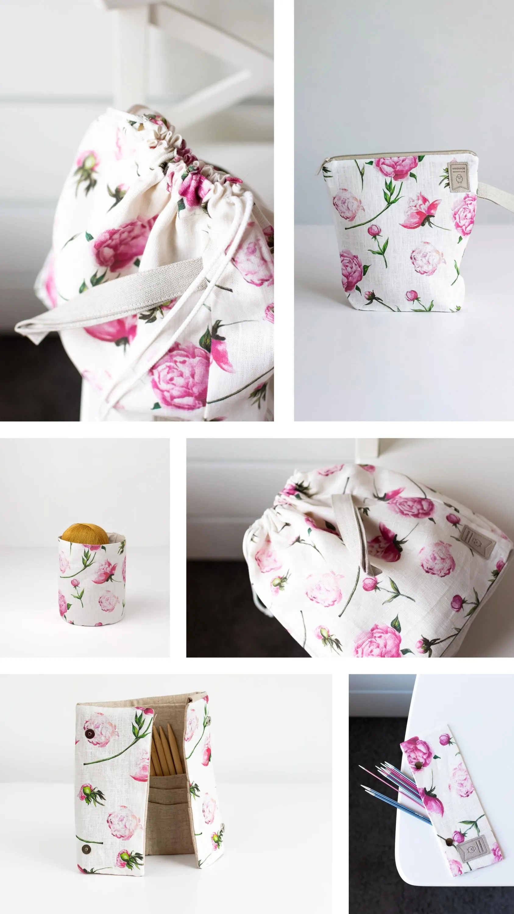 Project Bag. Small. Special KnitterBag design. Summer Flowers collection