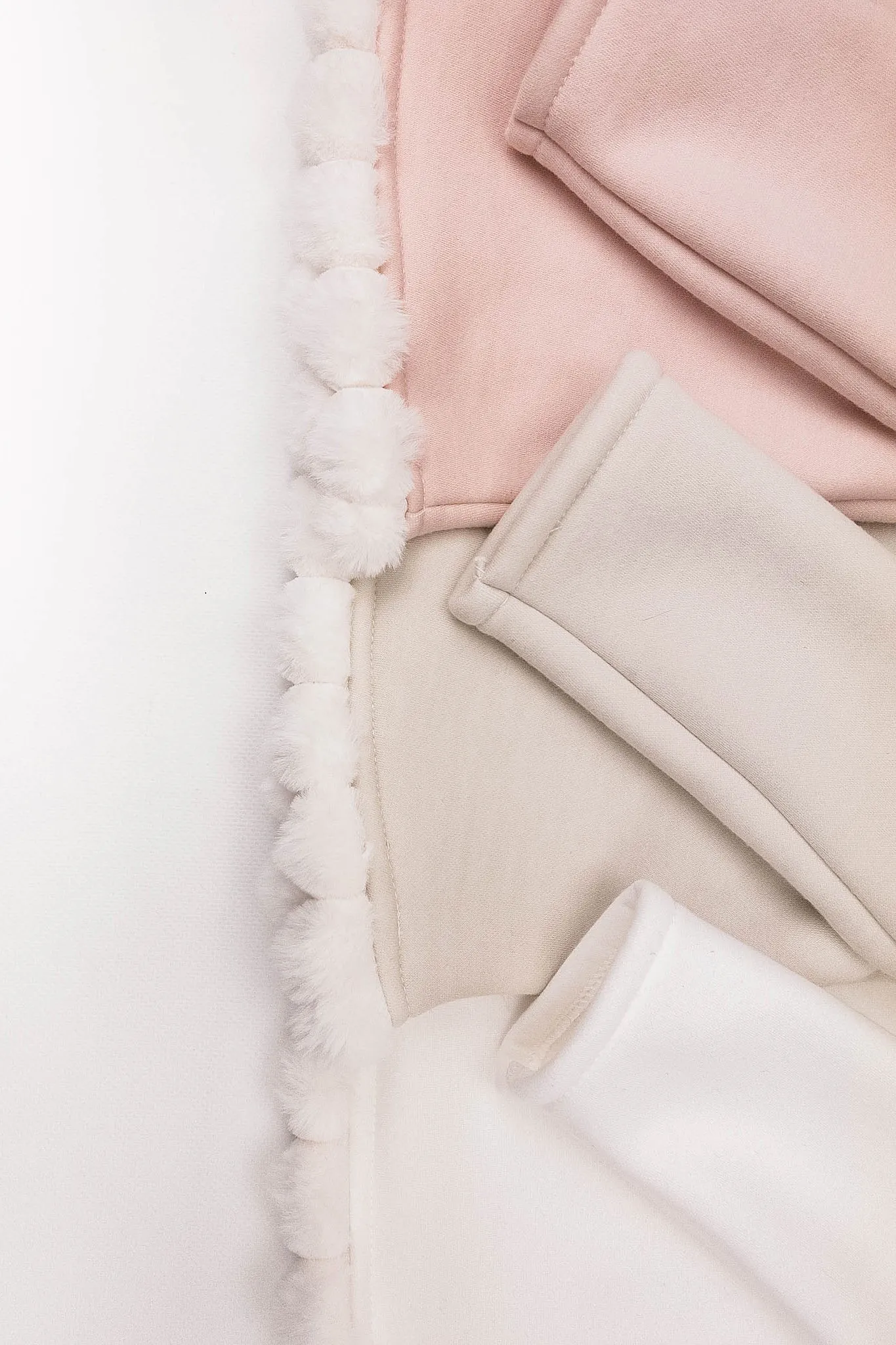 "Elina" Ivory Pom Pom Teddy Hoodie Tunic