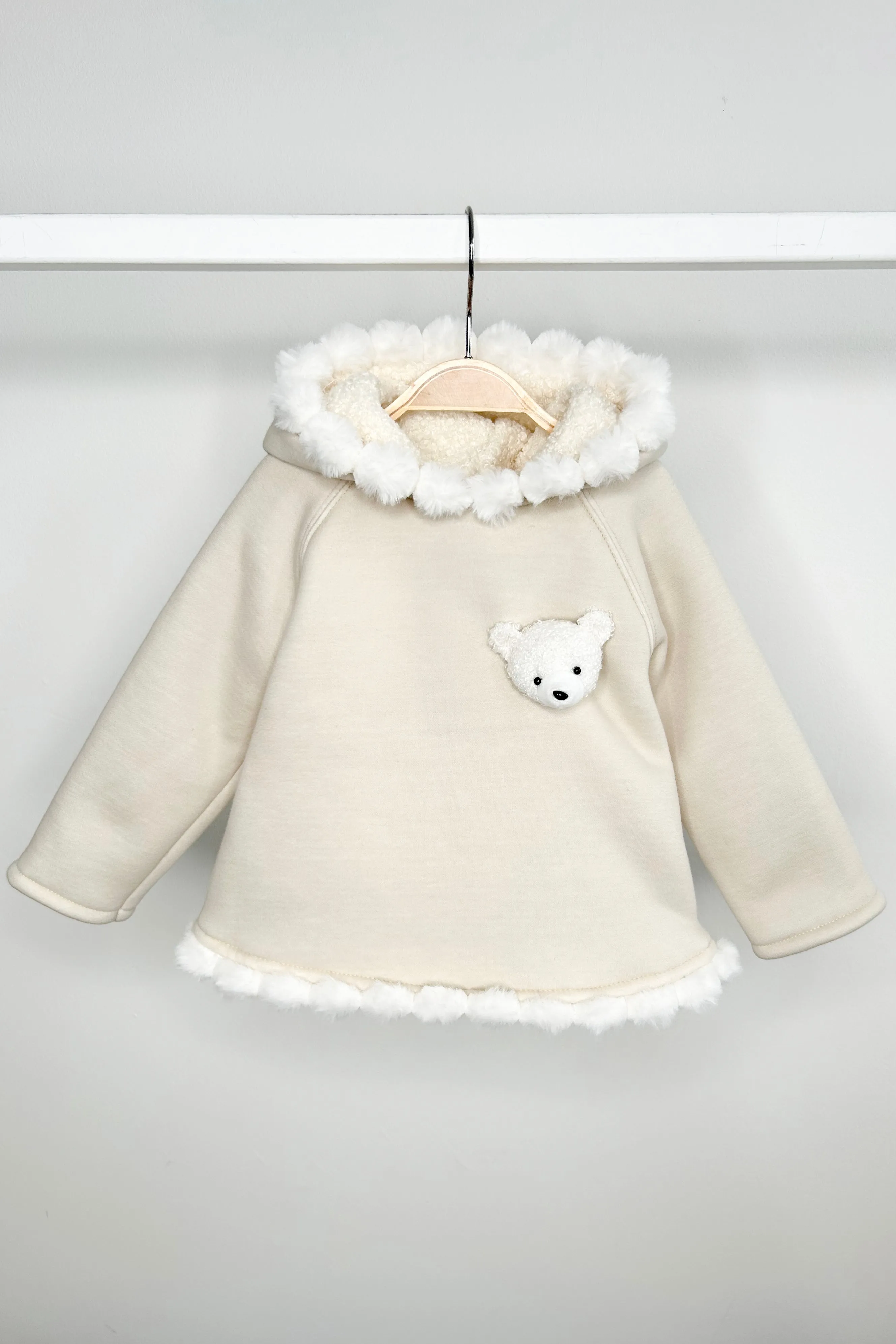 "Elina" Stone Pom Pom Teddy Hoodie Tunic