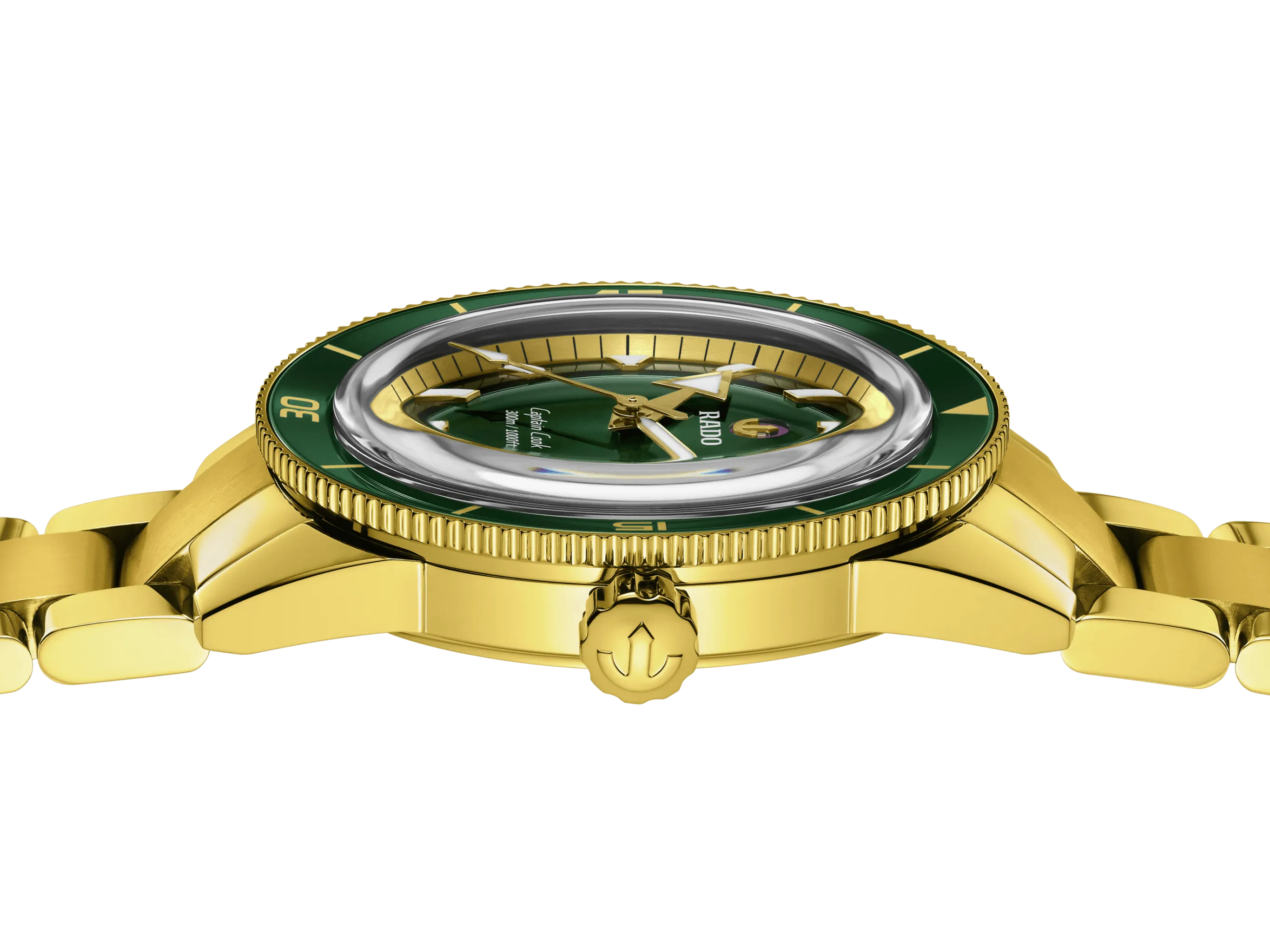RADO Captain Cook 42mm Yellow Gold Green Dial Men's Watch R32136323