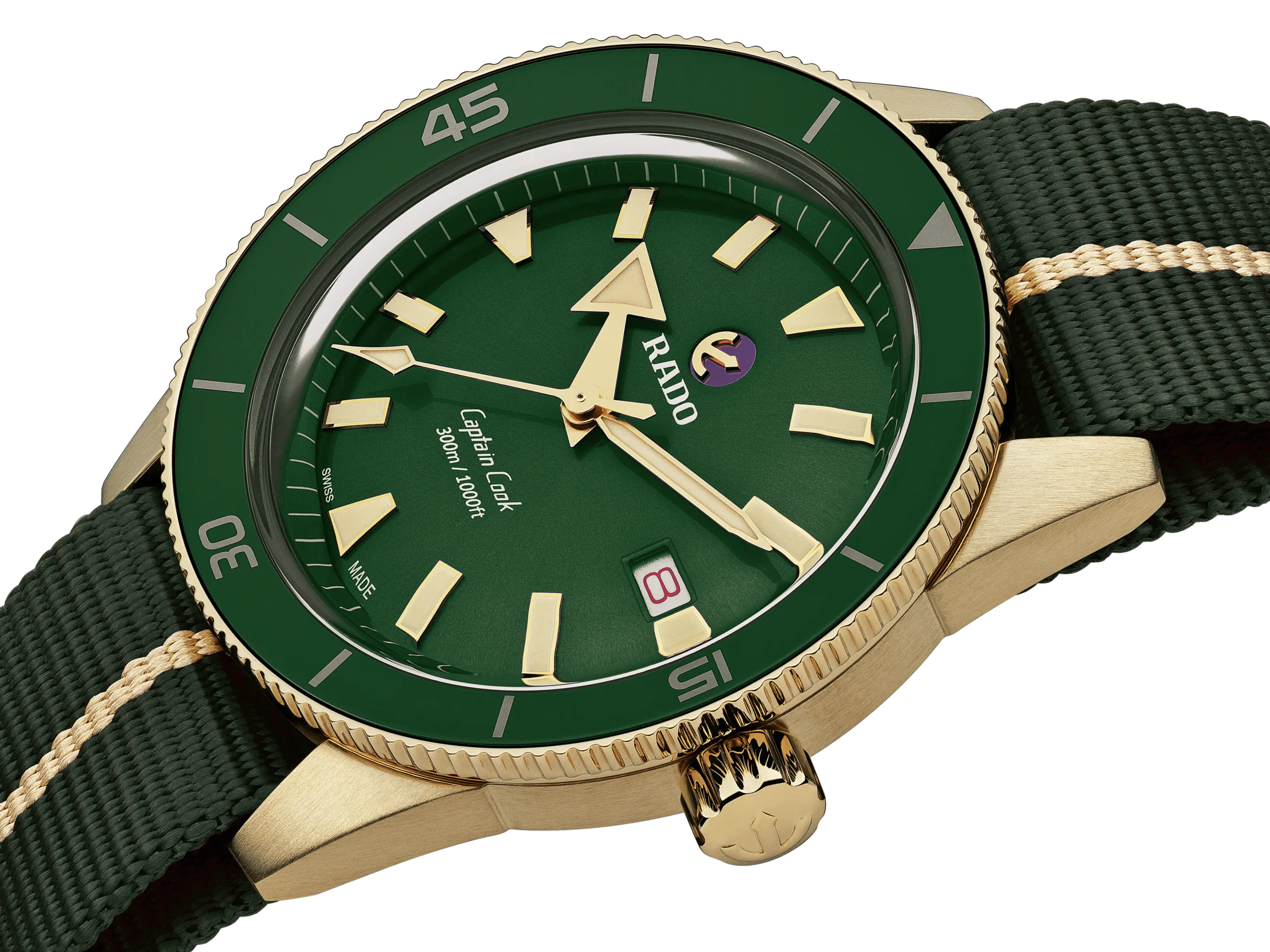 RADO Captain Cook Bronze 42mm Green Dial NATO Strap Men's Watch R32504317