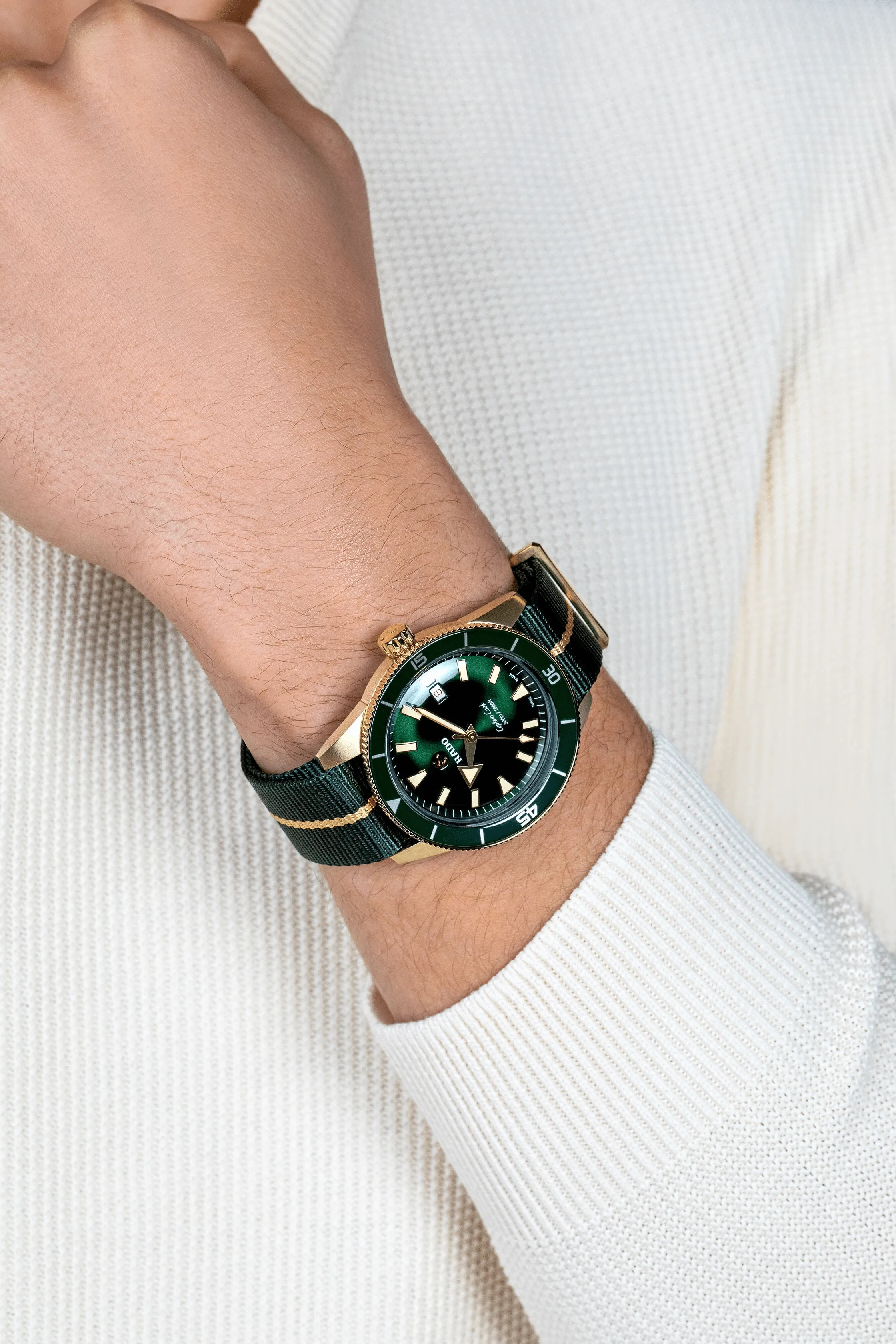 RADO Captain Cook Bronze 42mm Green Dial NATO Strap Men's Watch R32504317