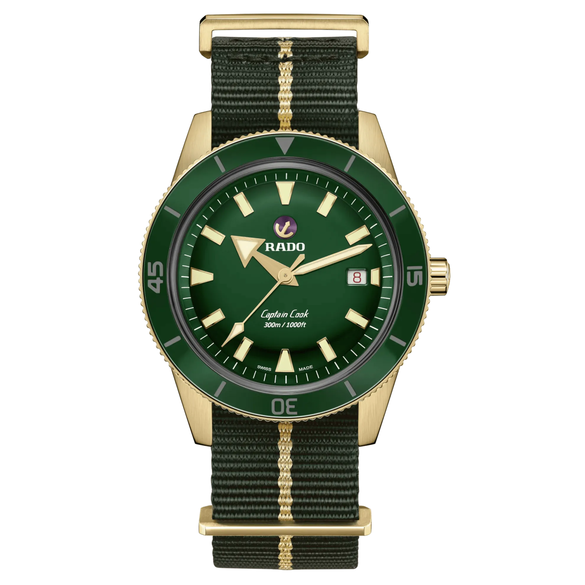 RADO Captain Cook Bronze 42mm Green Dial NATO Strap Men's Watch R32504317