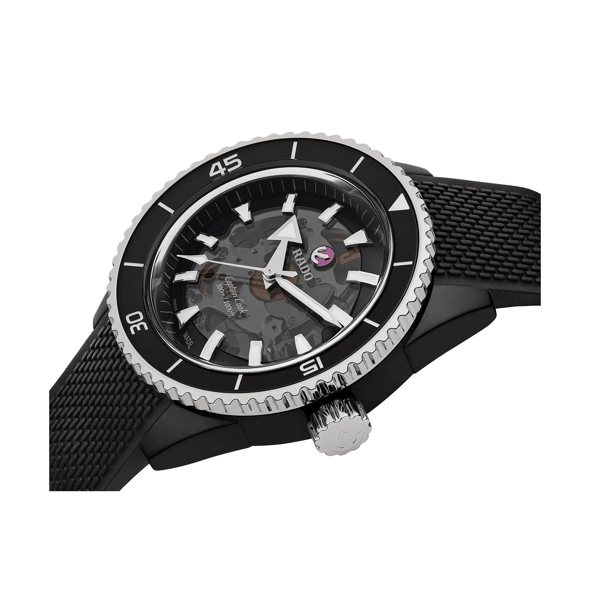 RADO Captain Cook High-Tech Ceramic 43mm Black Rubber Strap Men's Watch R32127156