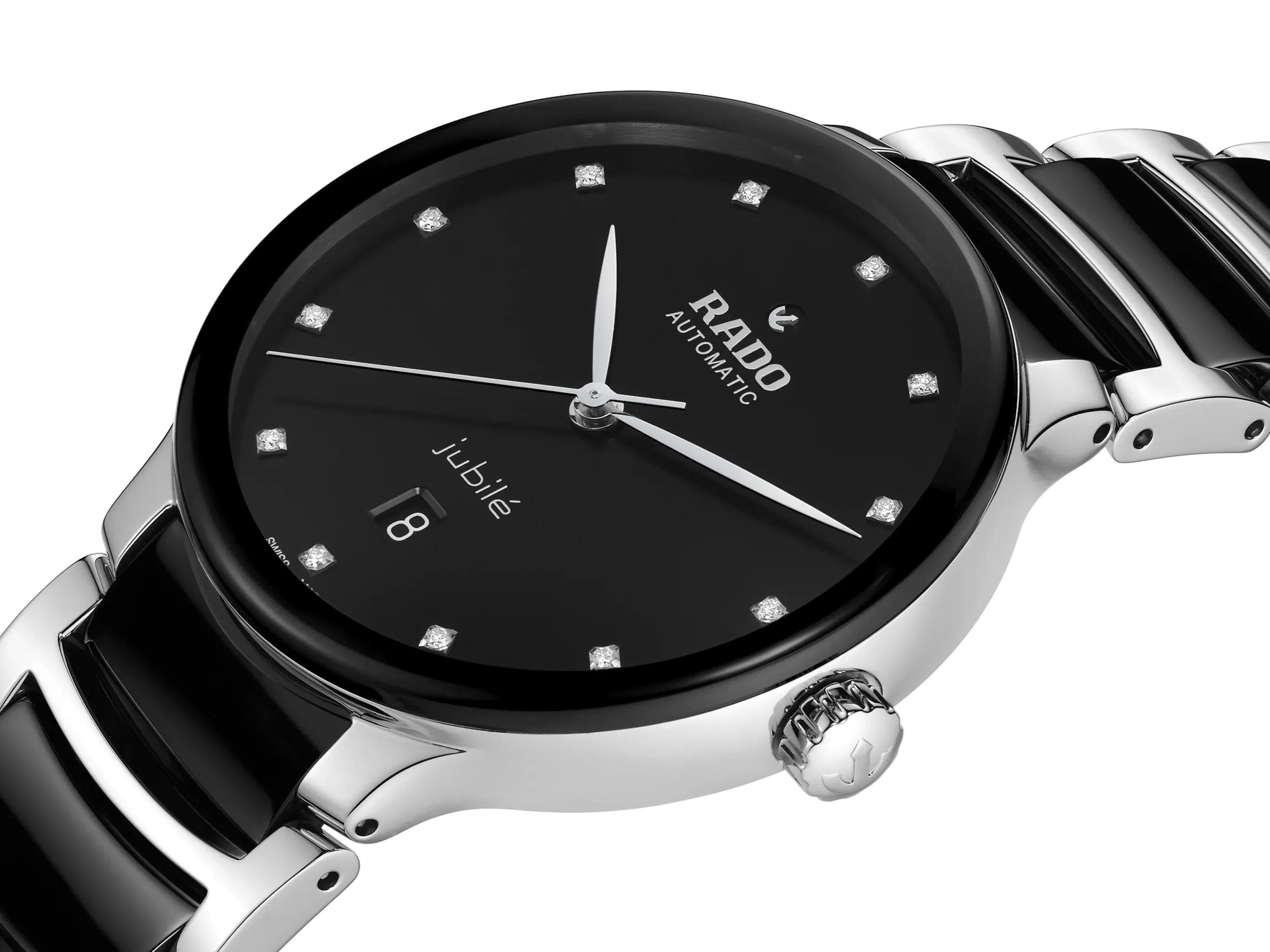 RADO Centrix Diamonds Silver-Black Ceramic 39.5mm Men's Watch R30018742