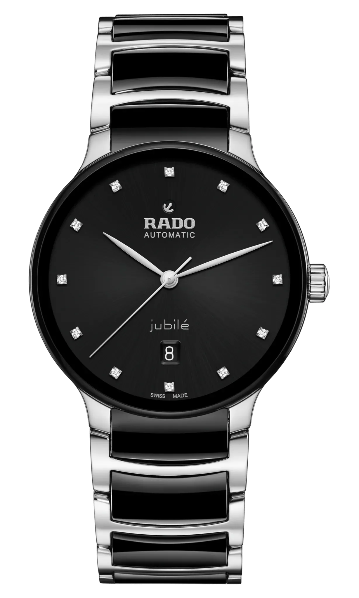 RADO Centrix Diamonds Silver-Black Ceramic 39.5mm Men's Watch R30018742