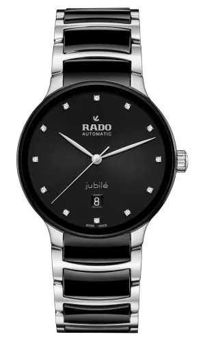 RADO Centrix Diamonds Silver-Black Ceramic 39.5mm Men's Watch R30018742