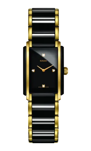 RADO Integral Diamonds 22.7mm Ceramic-Stainless Steel Black-Gold Women's Watch R20845712