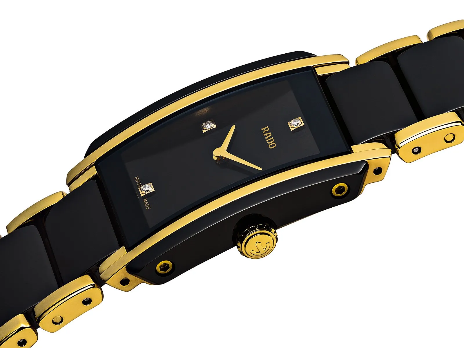 RADO Integral Diamonds 22.7mm Ceramic-Stainless Steel Black-Gold Women's Watch R20845712