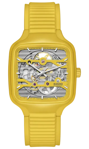 RADO True Square Automatic Skeleton Yellow Ceramic 38mm Men's Watch R27177255
