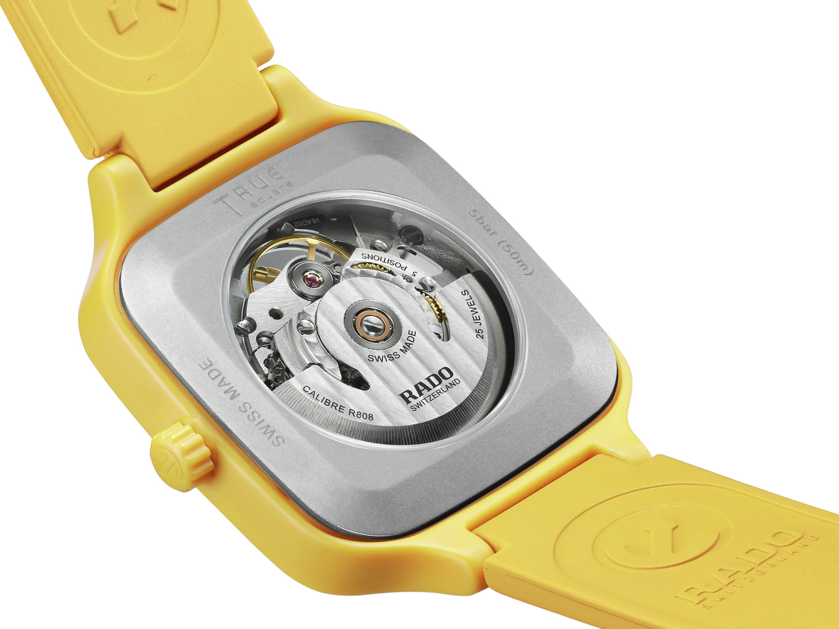 RADO True Square Automatic Skeleton Yellow Ceramic 38mm Men's Watch R27177255