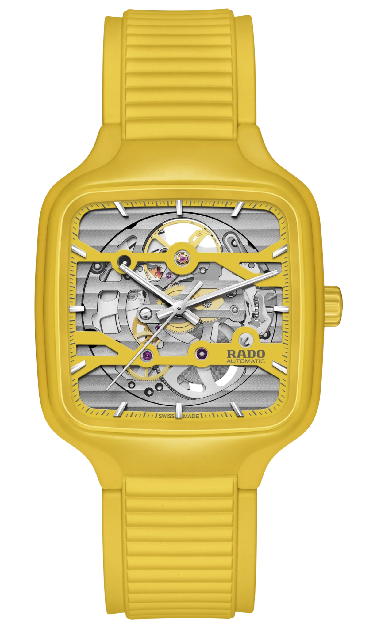 RADO True Square Automatic Skeleton Yellow Ceramic 38mm Men's Watch R27177255
