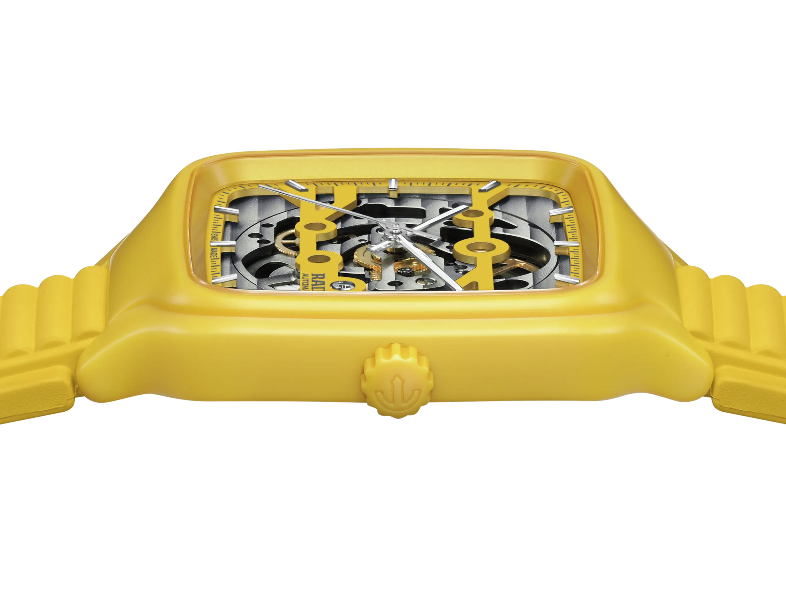 RADO True Square Automatic Skeleton Yellow Ceramic 38mm Men's Watch R27177255