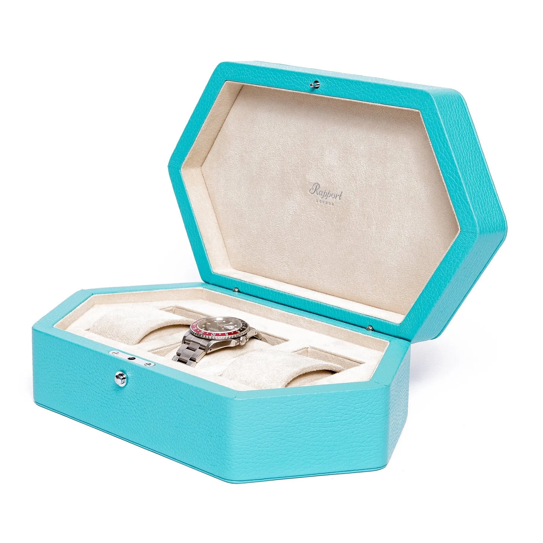 Rapport - Portobello Triple Watch Box in Blue Leather | TA43