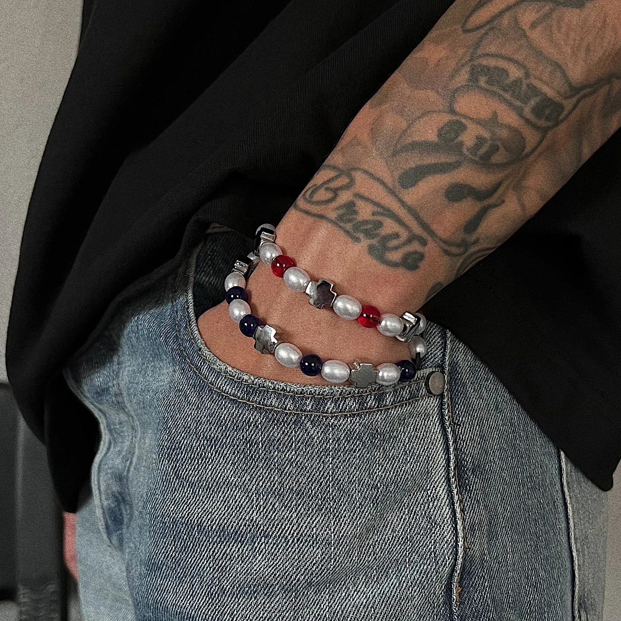 Red and Blue Color Beaded Bracelet