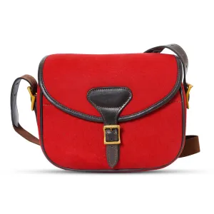 Red Canvas Cartridge Bag With Leather Piping