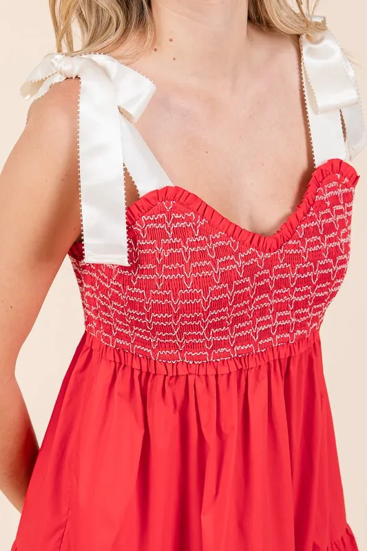 Ribbon Strap Tiered Maxi Dress