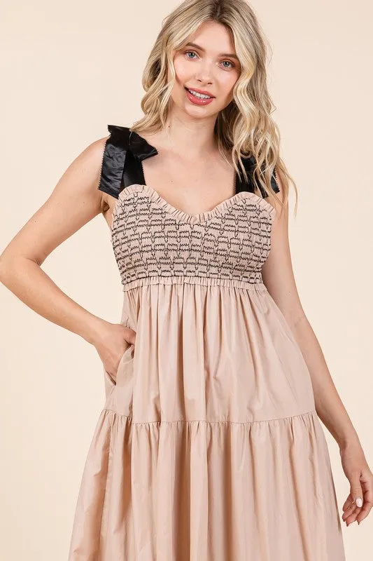 Ribbon Strap Tiered Maxi Dress