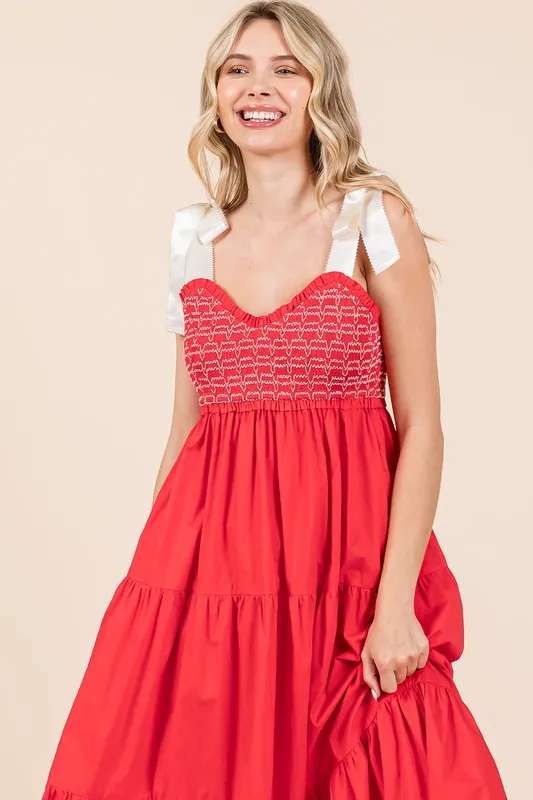 Ribbon Strap Tiered Maxi Dress