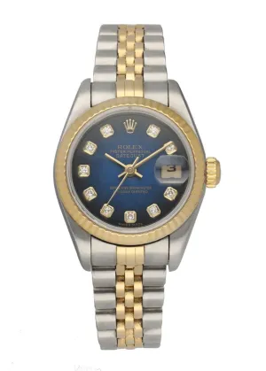 Rolex Datejust 79173 Blue Vignette Dial Ladies Watch