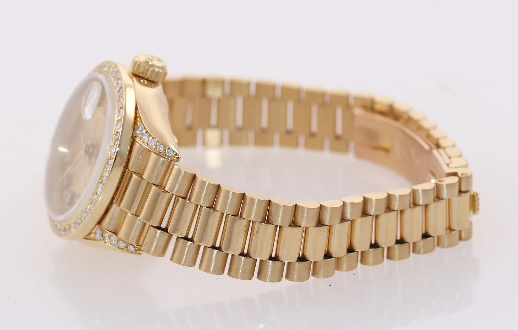 Rolex DateJust President Crown Collection 26mm Diamond Yellow Gold Watch 69138