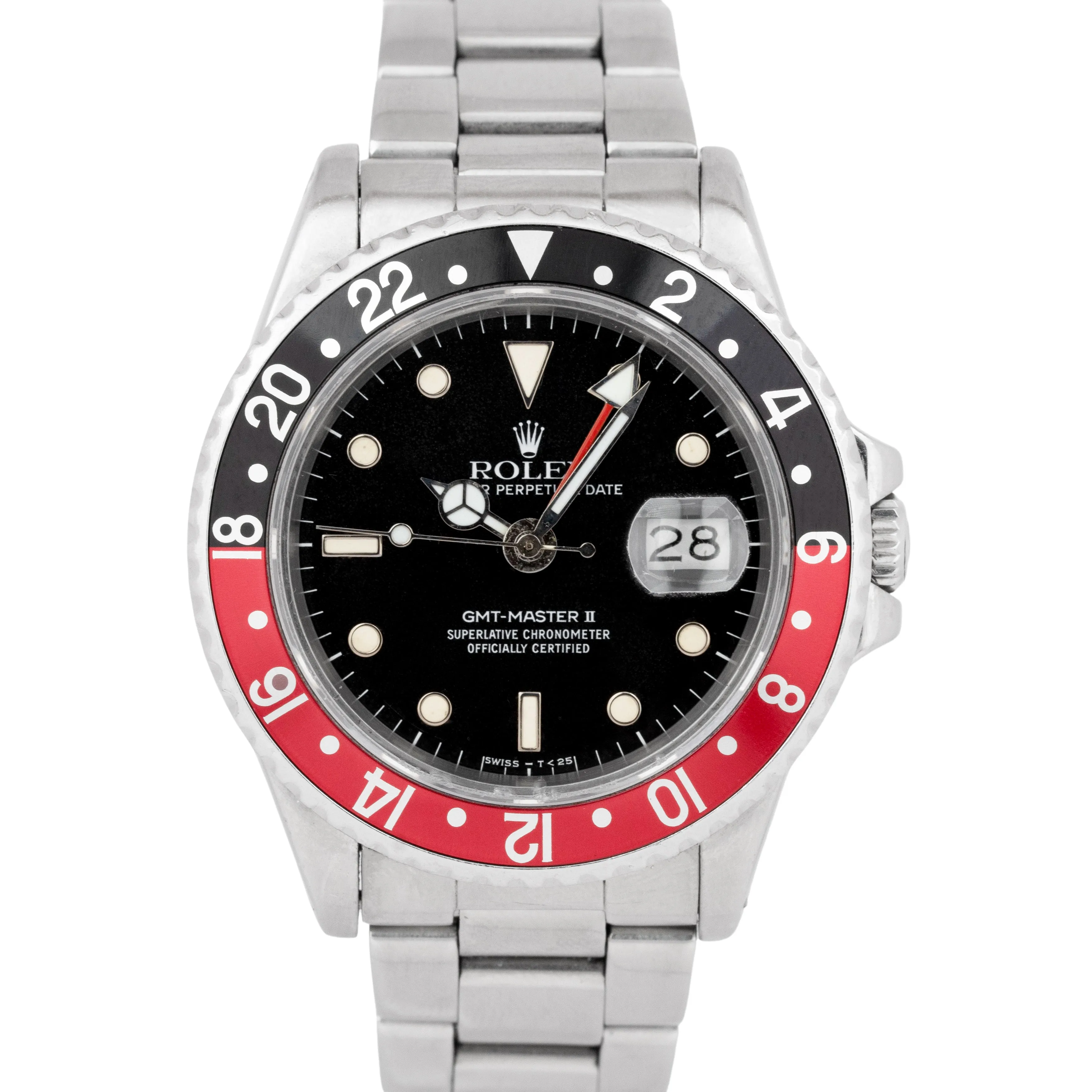 Rolex GMT-Master II 'FAT LADY' 40mm Stainless Steel PATINA COKE Red Watch 16760