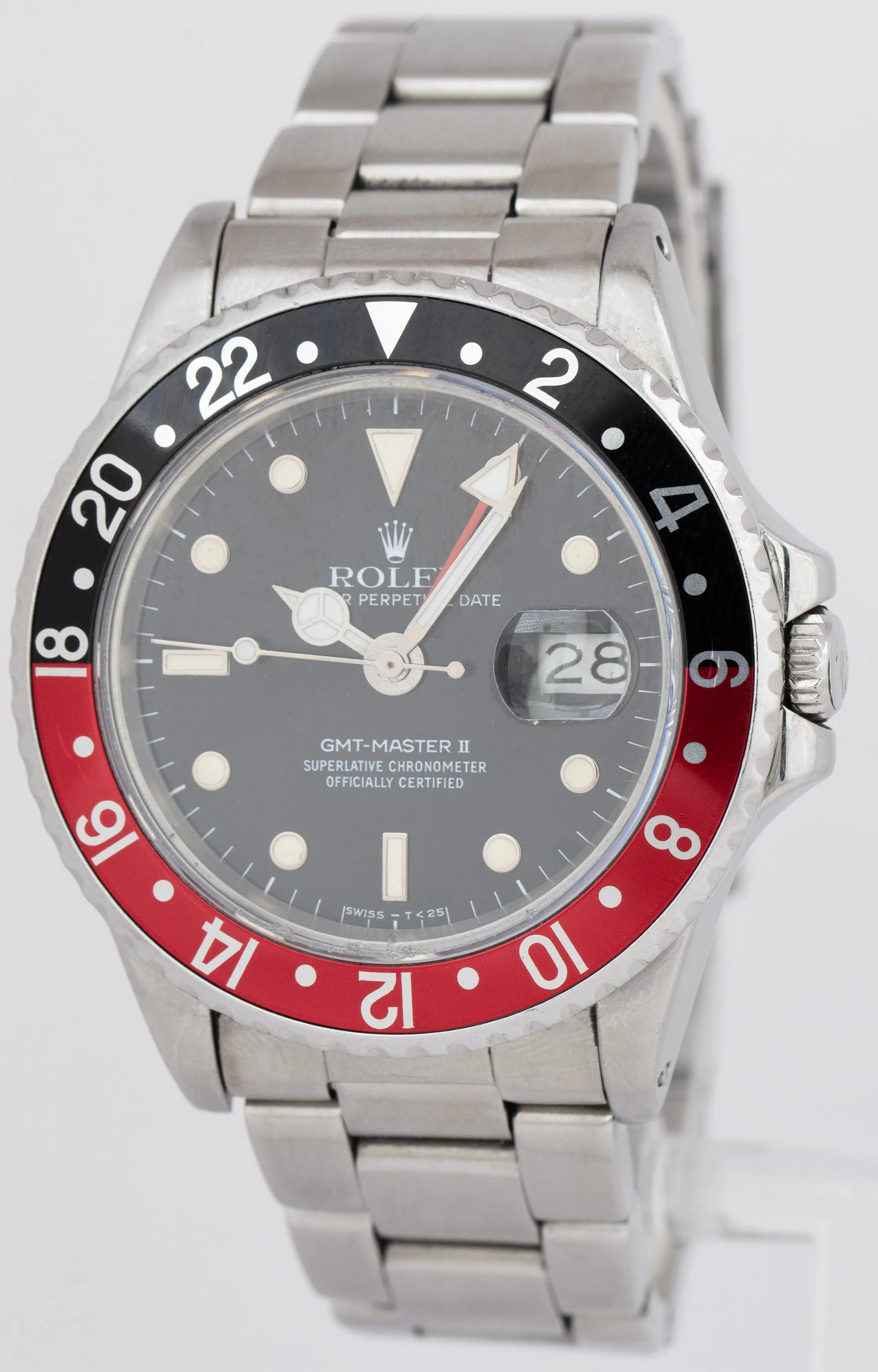Rolex GMT-Master II 'FAT LADY' 40mm Stainless Steel PATINA COKE Red Watch 16760