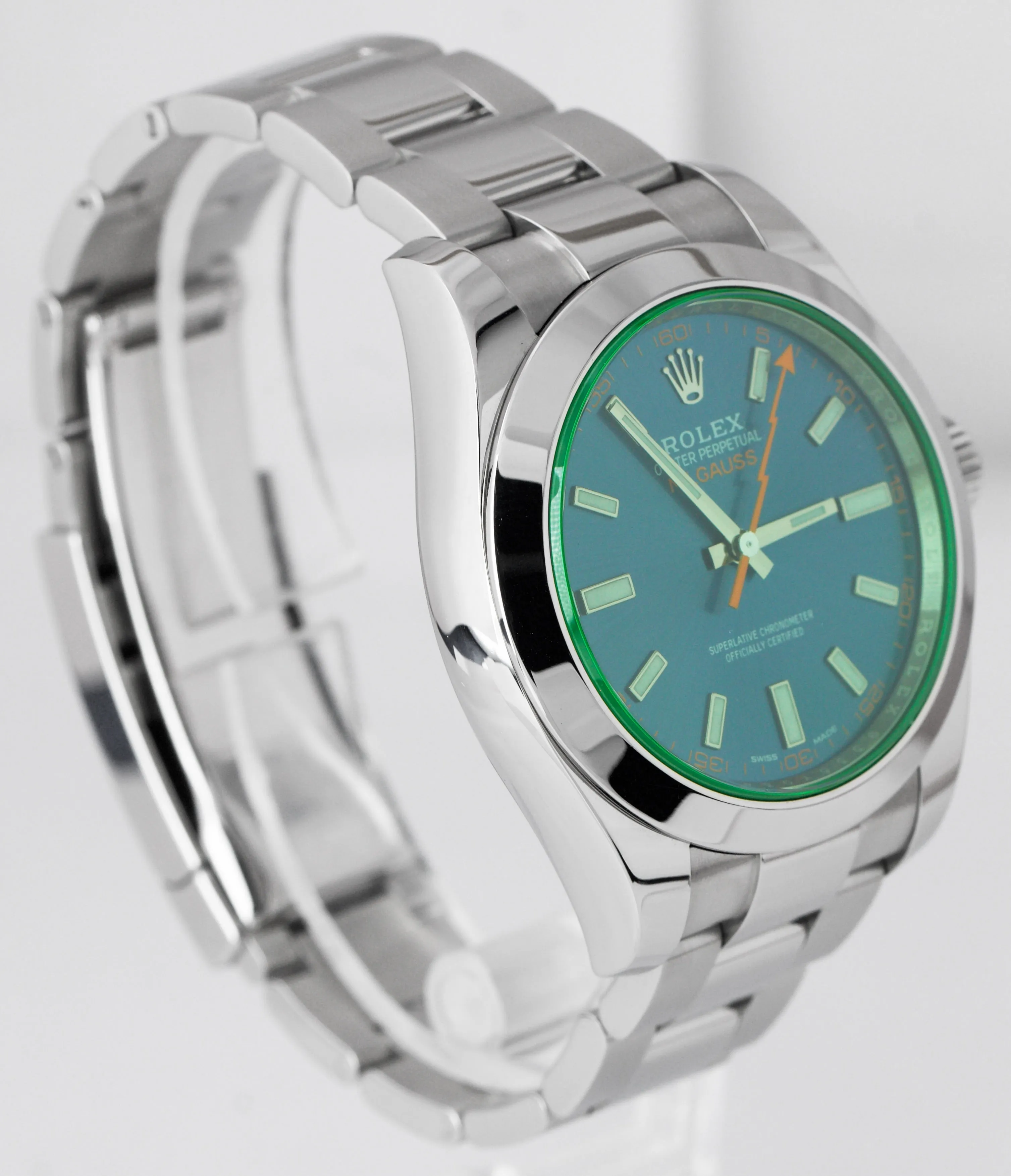 Rolex Milgauss Z-Blue Green 40mm 116400 GV 40mm Stainless Steel Watch B P