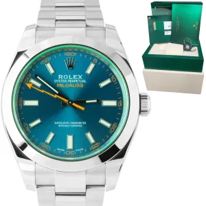Rolex Milgauss Z-Blue Green 40mm 116400 GV 40mm Stainless Steel Watch B P